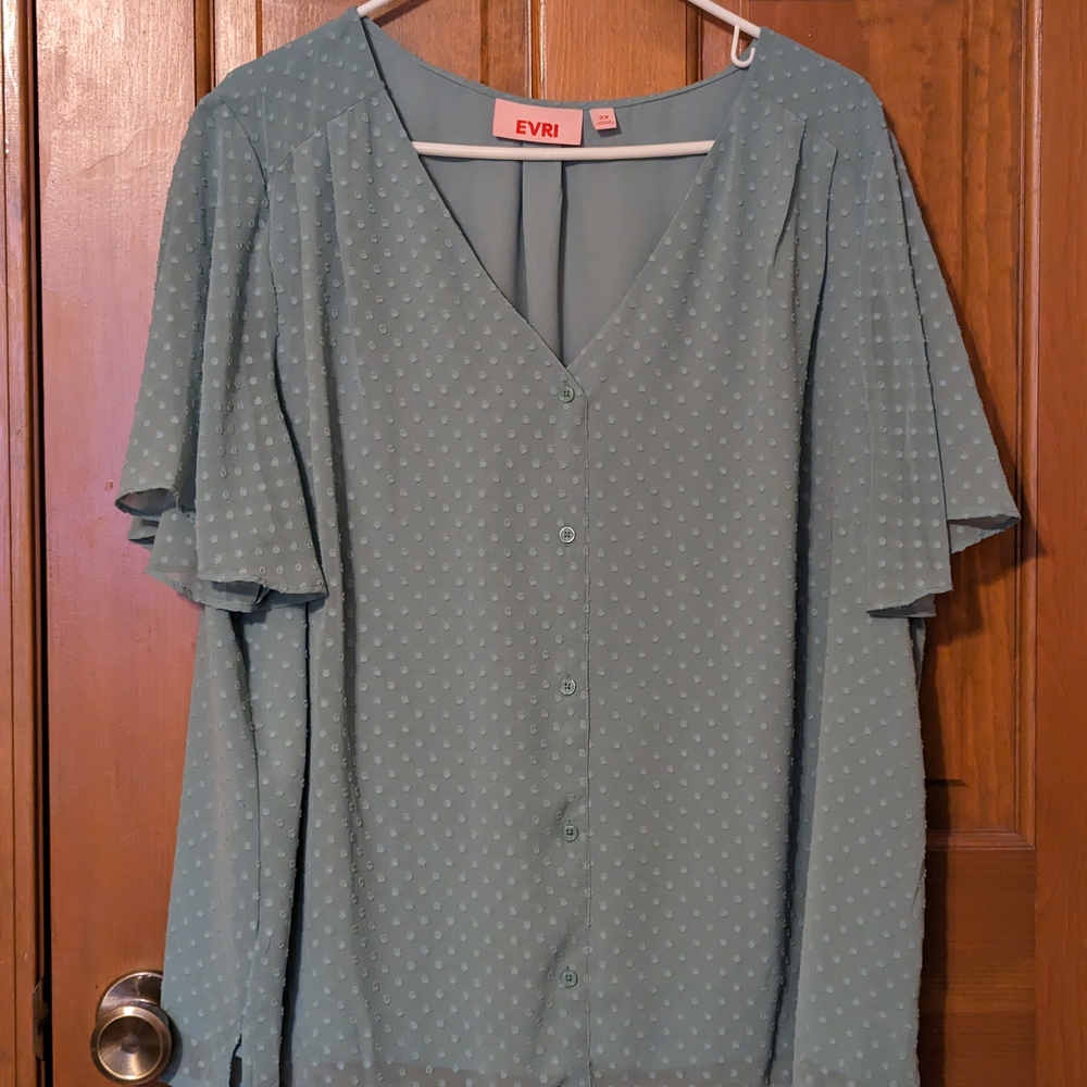 EVRI Women's Sage Green Button-Down Top
